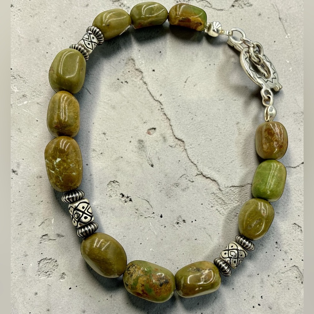 Emerald Valley Mine Turquoise Nugget Bracelet Sterling Silver Southwestern 7.5” - Picture 13 of 17